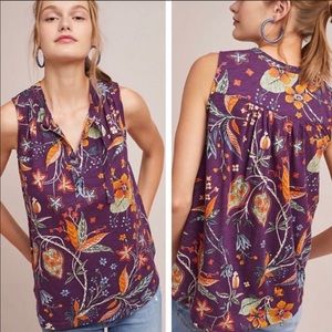 Anthropology Palawan Floral Purple Tank Top S